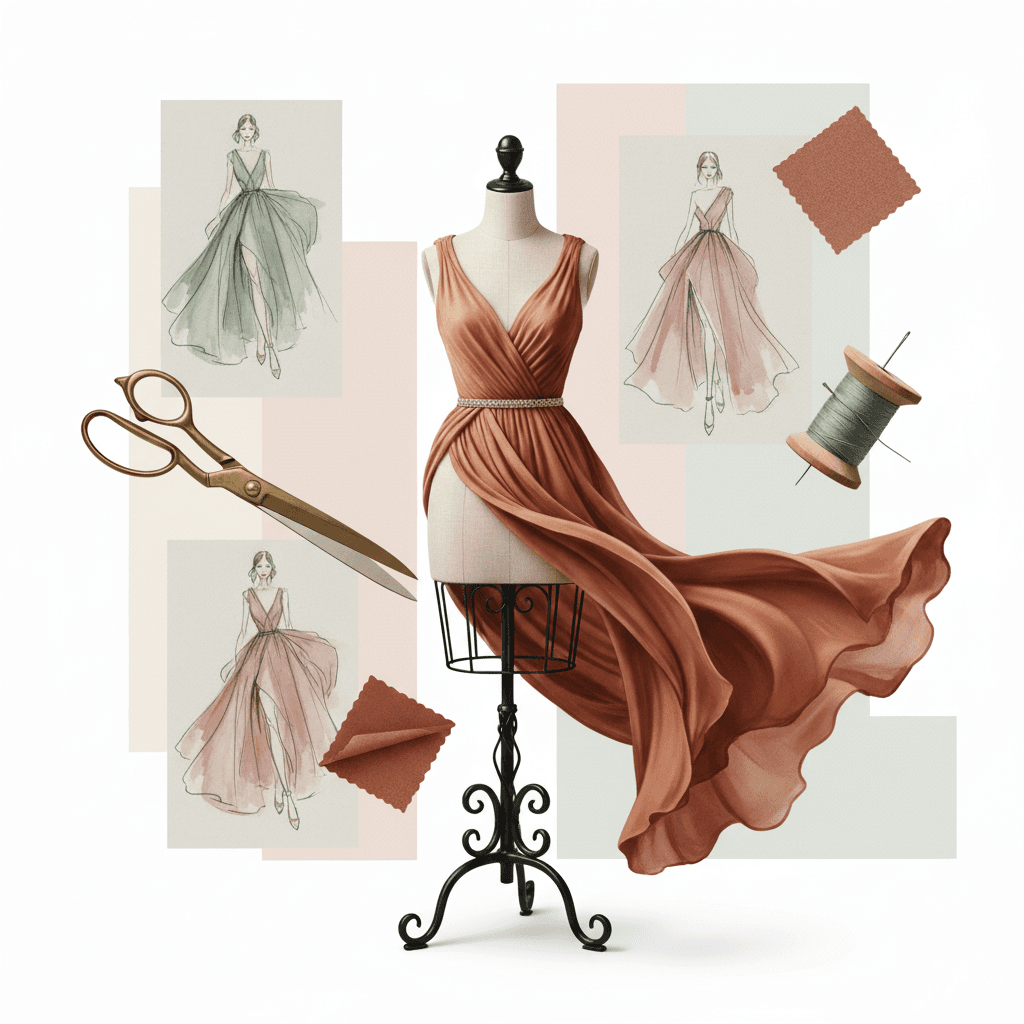 Fashion design process collage